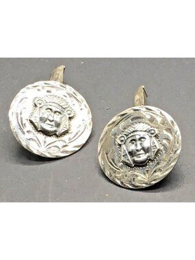 Sterling Silver Cuff Links  Warrior Aztec Mayan Mask Mexican 925